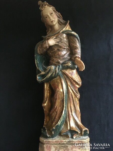 Antique statue of Mary, with gold and silver!!! 37X14 cm!!!!