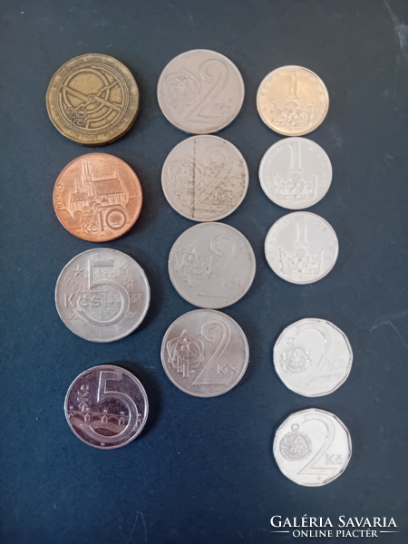 55 névértékben cseh koronák érmék
