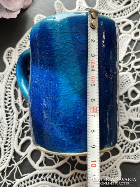 Csodás kék mázas rusztikus, modern kerámia bögre