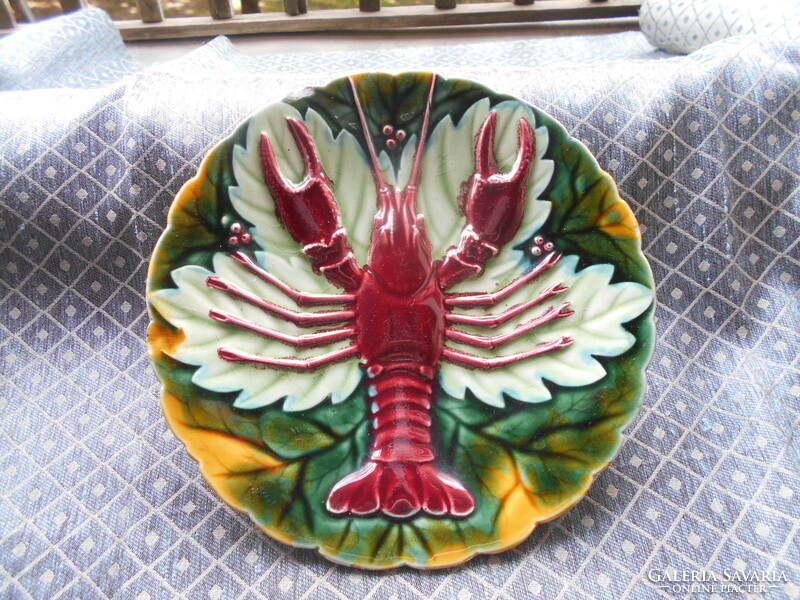 Art Nouveau majolica plate-rare crab pattern-