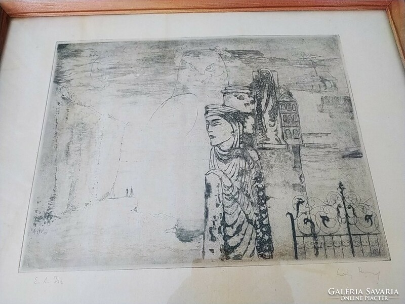 Láng Rudolf  Edgar Allan Poe  illusztrácio, kép, rézkarc, nyomat
