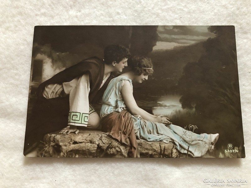 Antique, old colored romantic postcard - 1916 -10.