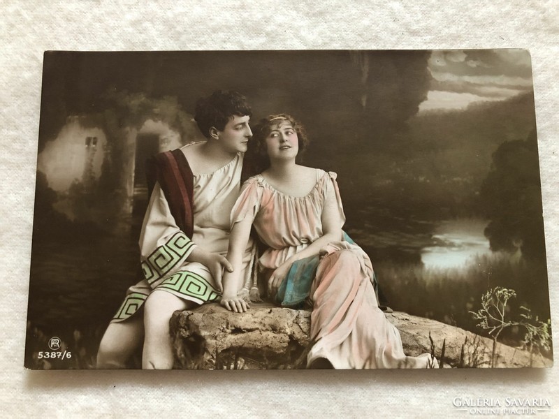 Antique, old colored romantic postcard - 1916 -10.