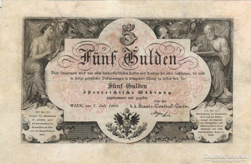 5 forint / gulden 1866 javított 2.