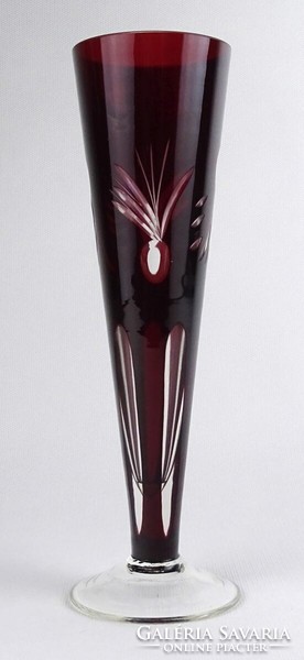 1R190 burgundy colored base crystal vase 23 cm