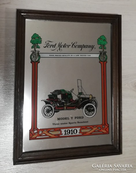 Ford t model from 1910 wooden frame pub mirror, 34*26 cm