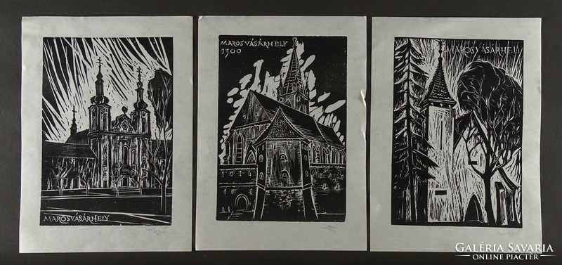 1R167 Dénes Molnár: Transylvania-themed woodcuts from Marosvásárhely, signed 1+11 pieces