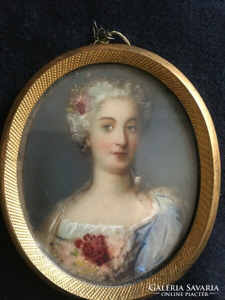 Hand painted miniature in a gilded bronze frame!!!! 7X6! Hmm!!!