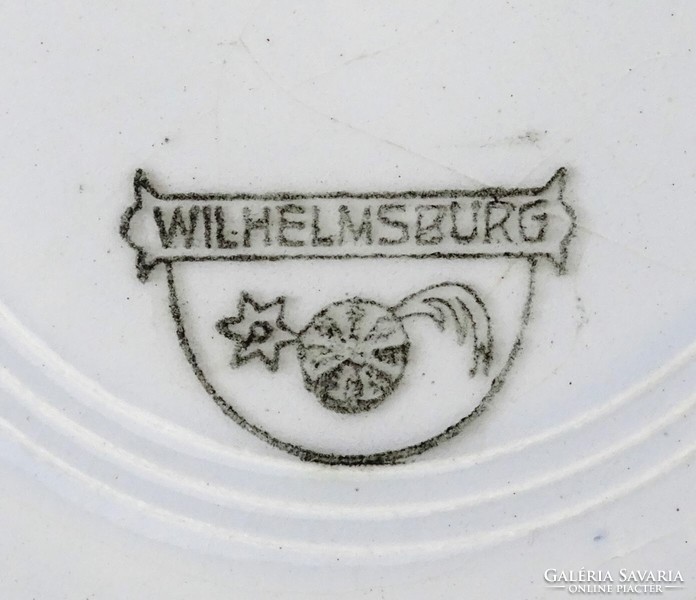 1R208 antique wilhelmsburg rooster wall plate 23 cm