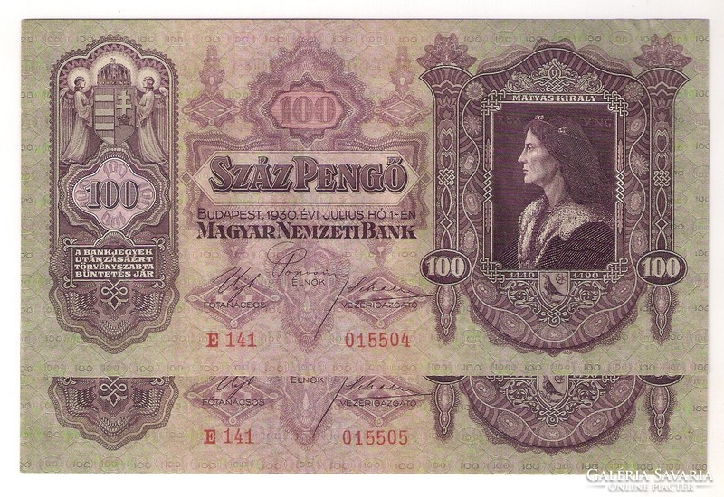 1930. 100 pengő 2x S.K. UNC