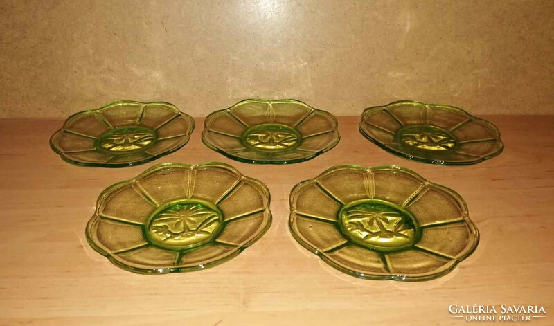 Retro green glass palm tree small plate set 5 pcs in one - 16 cm (2p)