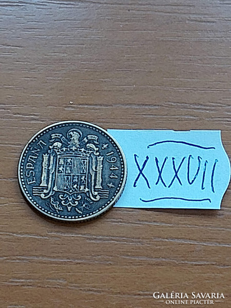 Spain 1 peseta 1944 aluminum bronze francisco franco xxxvii