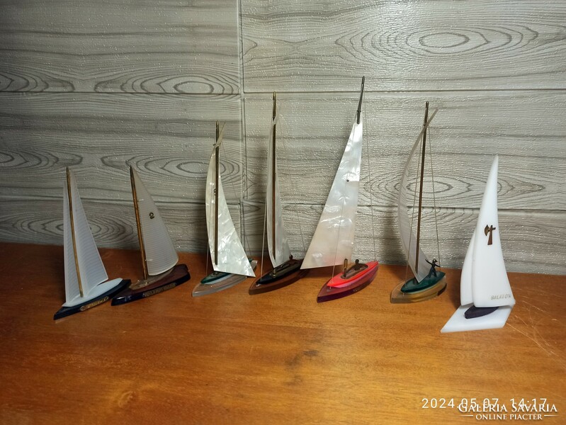 A collection of 7 balaton ship models