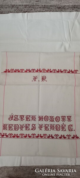 Old folk/peasant embroidery, monogrammed guest towel/ hand towel