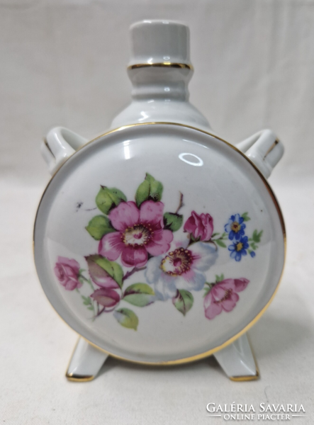 Old drasche porcelain water bottle with beautiful flower pattern and gilding in perfect condition 13.5 cm.