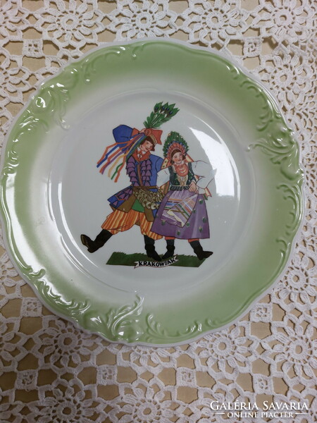 Polish folk dancer, Krakowiak/ Polish national dance/ large decorative plate with inscription