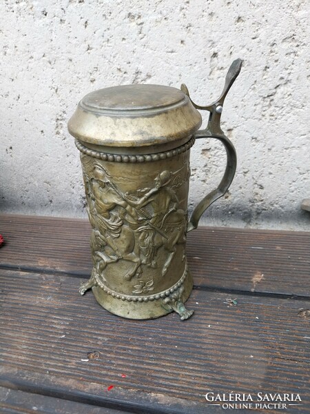 Old scenic pewter cup