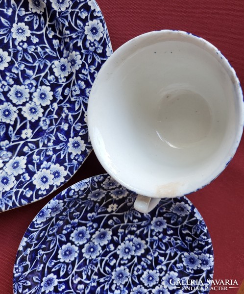 Calico BURLEIGH angol porcelán reggeliző szett csésze csészealj kistányér tányér kávés teás virág