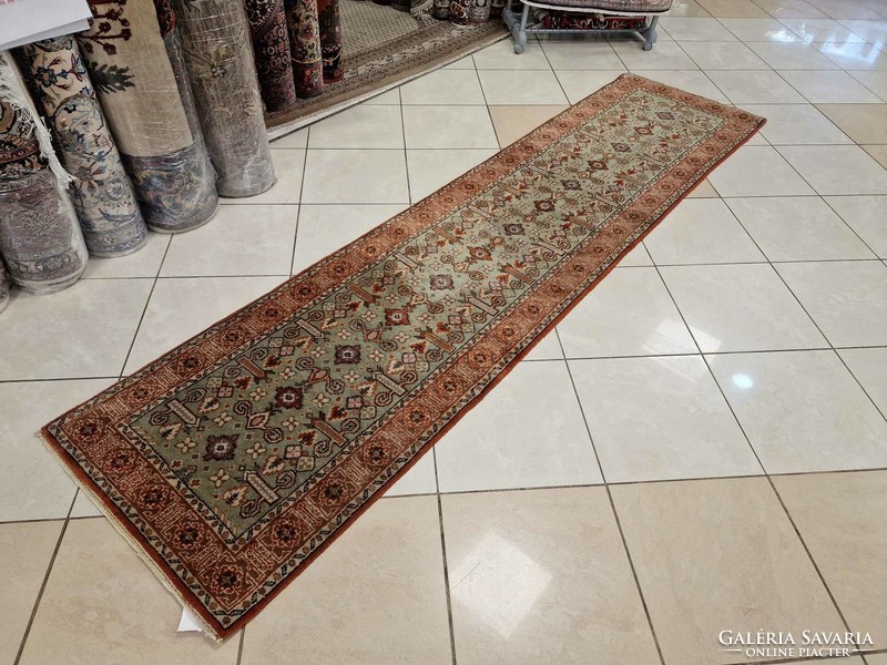 Azeri perpedil pattern, salmon-pistachio color 75x300 hand-knotted wool Persian carpet bfz643