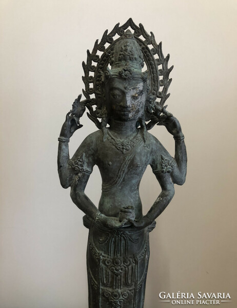 Nagyméretű négykezű Shiva Síva keleti ázsiai indiai? buddhista bronz isten szobor több mint 60 cm