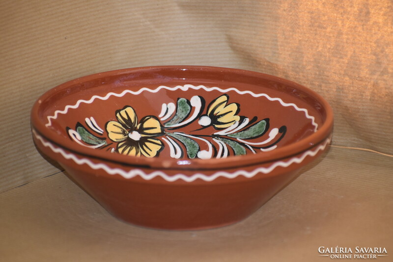 Decorative bowl with folk flower pattern - 18.5 cm diameter
