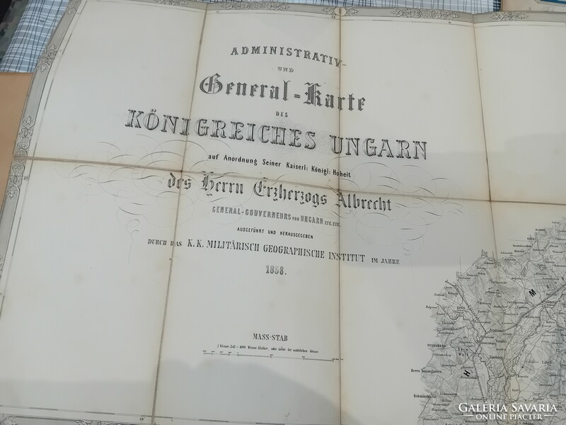 A Magyar Királyság közigazgatási és általános térképe 1858