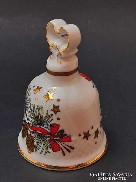 Golden cone bell with Christmas pattern from Hölóháza, bell