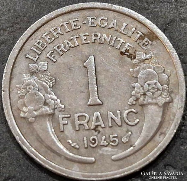 Franciaország 1 frank, 1945.