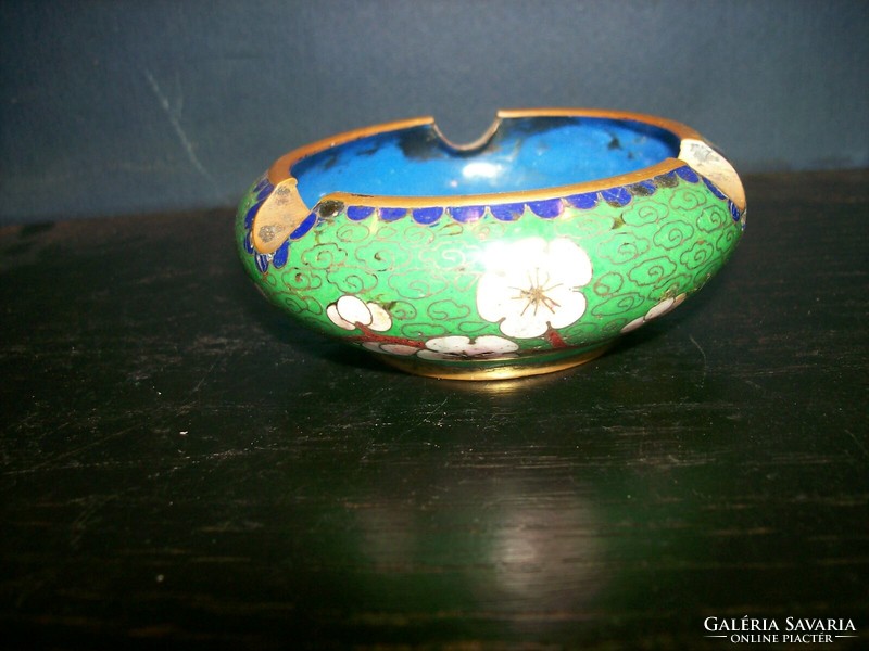 Copper ashtray with fire enamel