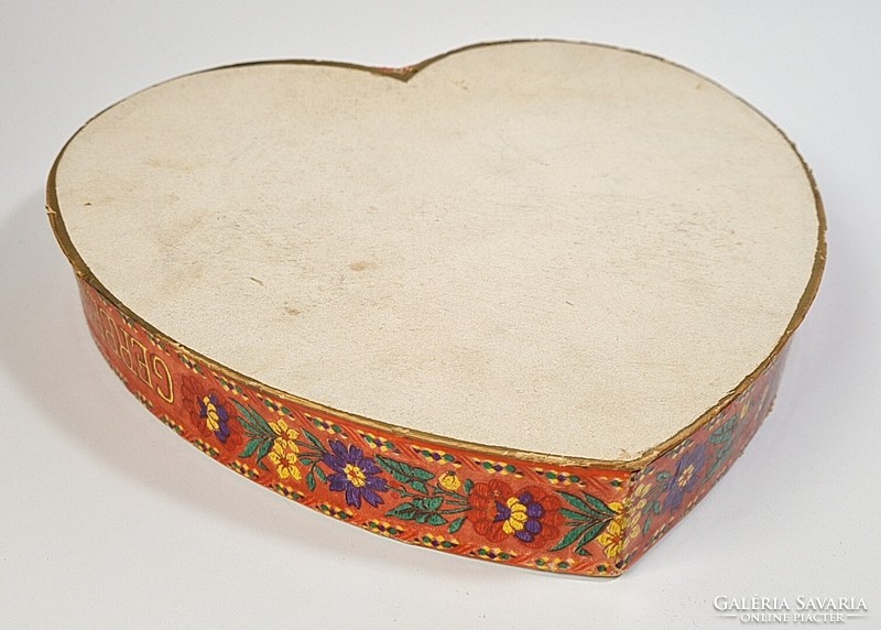 RITKASÁG! Antik GERBEAUD szív alakú papír desszertes doboz /1920-1930/