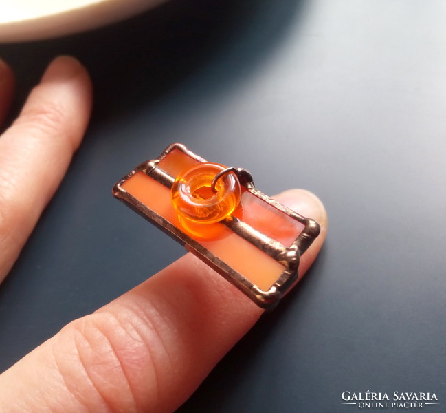 Orange glass jewelry, special cocktail ring