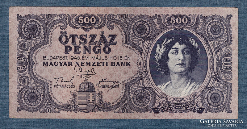 500 Pengő 1945 version made with uncorrected reverse pressure plate with Russian 