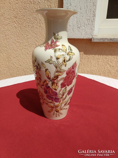 Zsolnay lila és bordó virágos,liliomos nagy váza,,,27 cm,,Bolti új,Hibátlan,minimál ár nélkül