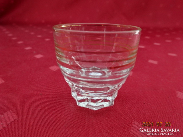 Arany csíkos üveg likőrös pohár, magassága 4 cm. Vanneki!