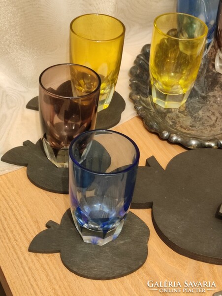 Set of 6 polished colored antique glasses
