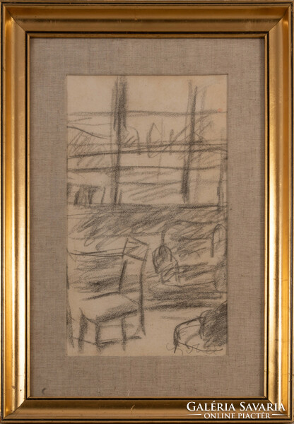 Béla Czóbel (1883-1976): charcoal drawing, sketch, mng with criticism