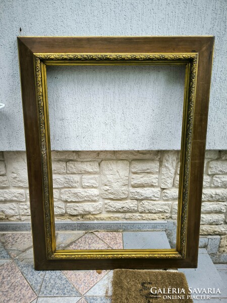Antik hatalmas Festmény tükör keret Fa keret arany díszitett motívum.100 X 70 cm. DeVideó