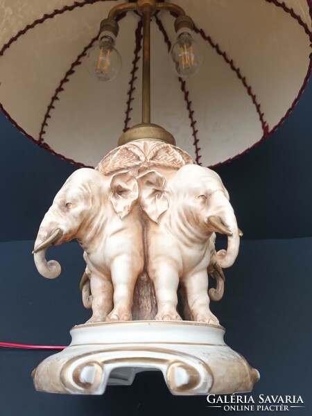 1900s antique elephant porcelain lamp
