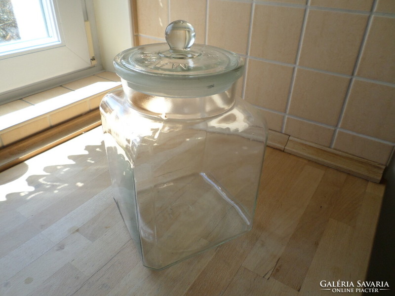Old larger maggi glass storage with glass top