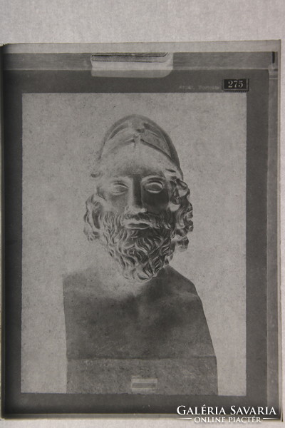 16 Ancient Greek statue heads + vase glass negative, original Perutz German
