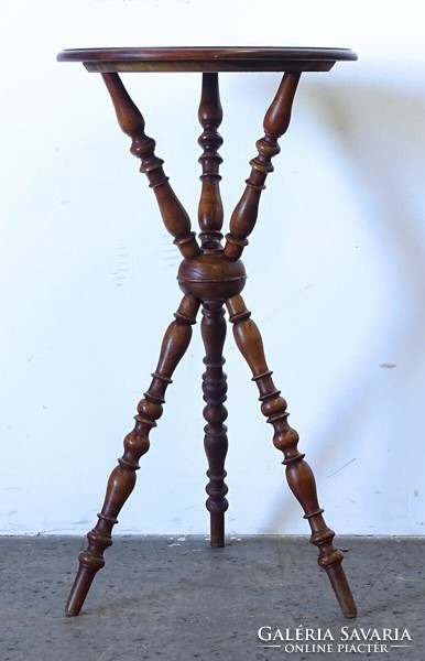 1R239 old three-legged round table telephone table 74 x 40.5 Cm