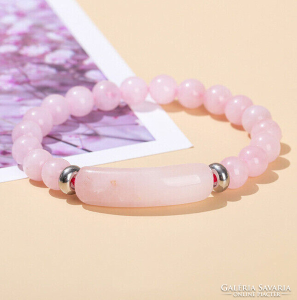 Rose quartz semi-precious stone mineral bracelet 18 cm