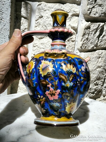 Antique Zsolnay jug decorative jug after Turkish pattern historicizing