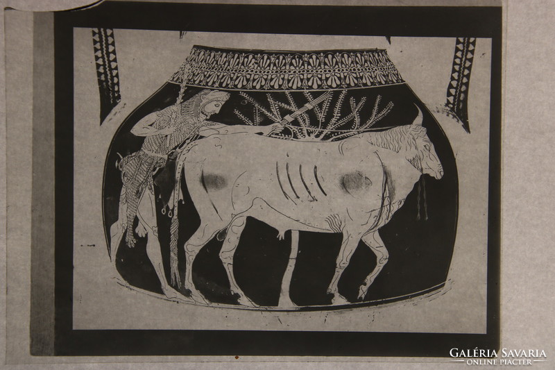 6 pieces of ancient Greek objects glass negative Cretan bull, Ajax and Achilles...