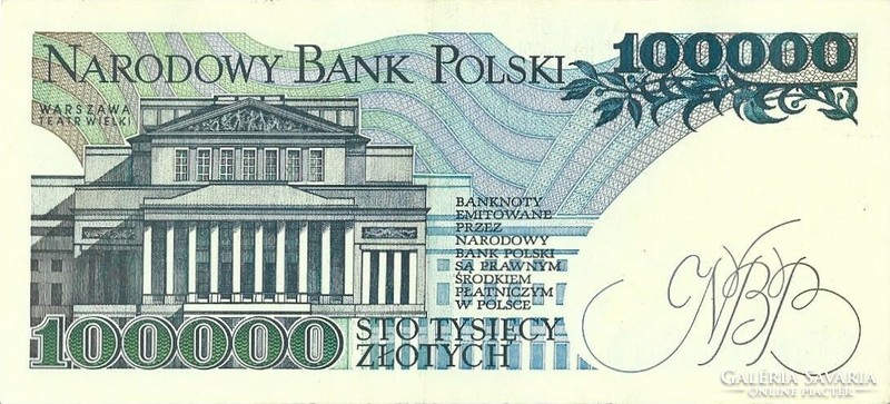 100000 Zloty zlotych Poland 1990 3.