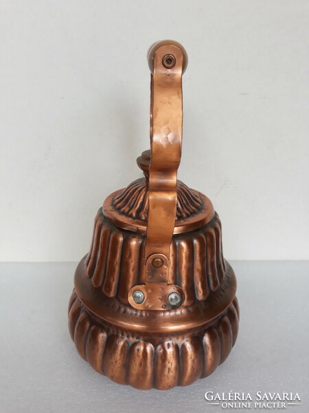 Vintage massive Kupfer marked hammered red copper pot, teapot