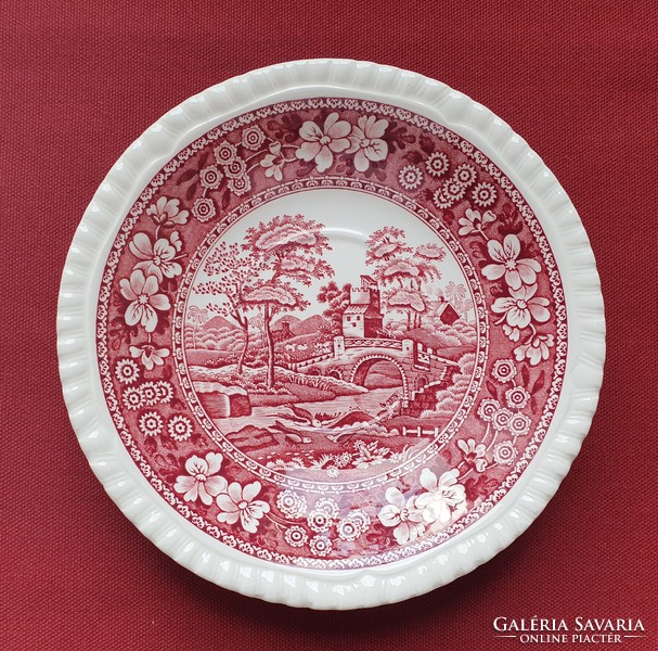 Spode English burgundy porcelain bowl plate bowl