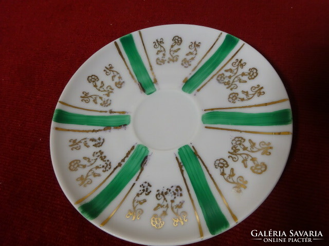 Oriental porcelain, green striped coffee cup coaster, diameter 12 cm. Jokai.