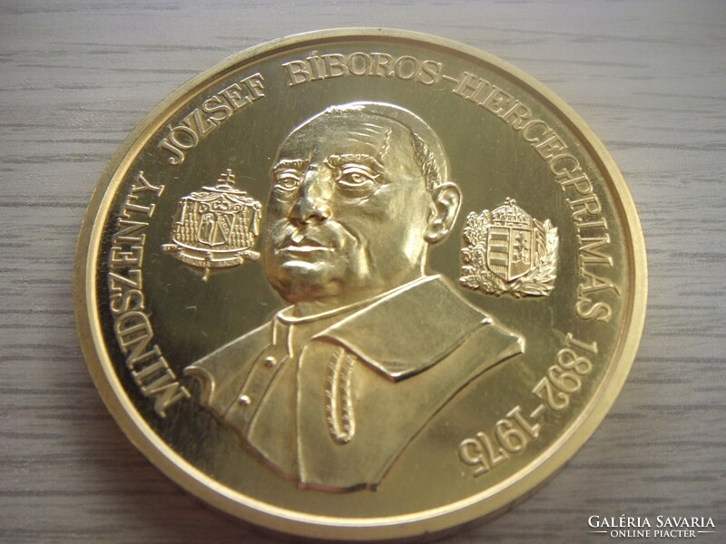 Cardinal József Mindszenty - Prince-Primate ( 1892 - 1975 ) gold-plated commemorative coin 137 gr 65 mm