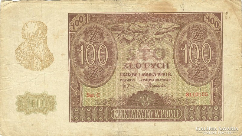 100 Zloty zlotych 1940 Poland 4.